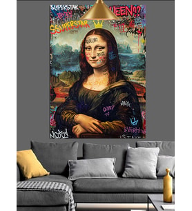 Graffiti Mona Lisa Dekoratif Kanvas - Mdf Ahşap Tablo