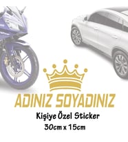kral tacı kişiye özel sticker etiket - adınız - araba ön arka cam uyumlu