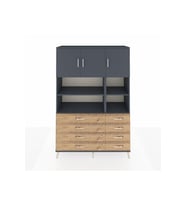 Hyperion Dolap 8 Raflı 8 Çekmeceli 3 Kapaklı 132x44x195 Antrasit-Antrasit/Çam