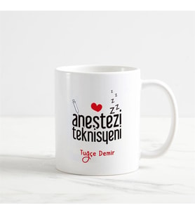 Anestezi Teknisyeni Kupa Bardak (1. Tasarım) (Beyaz)