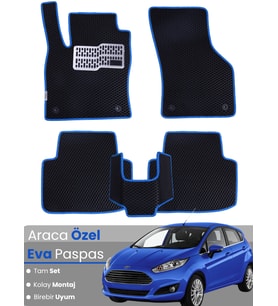 FORD FİESTA (2009-2016) Uyumlu EVA Paspas Tam Set–Araca Özel,Su Geçirmez,Kolay Montaj