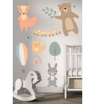 Hayvanlar Ailemi Sticker Duvar Çocuk Odası Sticker Dekorasyon (Karışık)