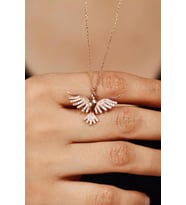 Zirkon Taşlı Rose Anka Kuşu Gümüş Kolye