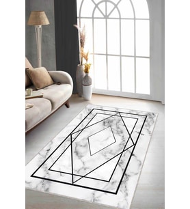 Siyah Çerçeveli Kaymaz Taban Makinede Yıkanabilir Halı RV002 - 100 x 160 cm