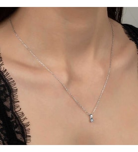 Swarovski Taşlı Gümüş Tektaş Bayan Kolye