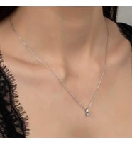 Swarovski Taşlı Gümüş Tektaş Bayan Kolye