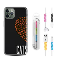 Apple iPhone 11 12 13 14 Pro Max Kılıf Kablo Koruma Spiral Silikon Cats 1792