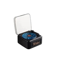Nostalji Mini Plak Görünümlü Radyolu Bluetooth Hoparlör 3d Ses Dalgası Retro Müzik Plak Siyah