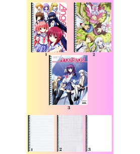 angel beats 3 adet defter A4 büyük boy 72 sayfa çizgili_kareli_çizgisiz defter seti