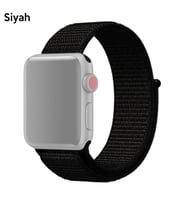 Ally Apple Watch 7-8 41mm 6-5-4 40mm Nylon Loop Spor Kayış Kordon 3-2-1 38mm (Siyah)