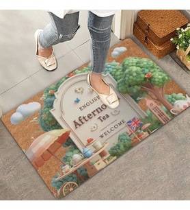 Valerine Life İngiliz Beş Çayı Temalı Welcome Kapı Önü Paspası 45x70cm