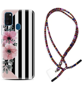 Samsung M21 M22 M23 M30 M31S M32 Kılıf Boyun Asklı Rasta Silikon Flowers 4 1390