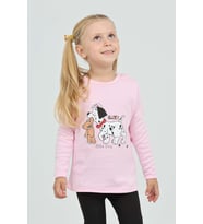 Toontoy Kız Çocuk Köpekli Ayı Baskılı Sweatshirt (Pembe)
