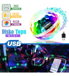 Sese Duyarlı Mini Disko Topu 360 derece Micro Usb Android Uyumlu