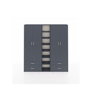 Arges Dolap 12 Raflı 4 Çekmeceli 2 Askılı 220x30x243 Antrasit-Antrasit/Antrasit