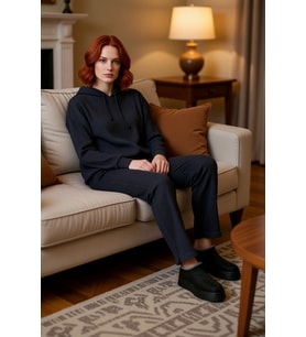 Kadın Kapüşonlu Pijama Takımı Rahat Kalıp Örme Kumaş Dayanıklı Malzeme Trend Tasarım