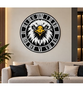 Kartal Figürlü Dekoratif Duvar Saati – 40x40 cm 3 mm