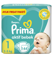 Prima Bebek Bezi Aktif Bebek 1 Beden 144 adet  Aylık Fırsat Paketi