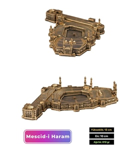 Özel Üretim Kutulu Antik Sarı Mescid-i Haram Hediyelik Dekoratif Biblo