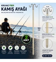 Hedyex Kırılmaz Fiber Kamış Ayağı 102 cm Çift Başlıklı Olta Tutucu 2 Adet