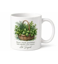 Yeşillik Sepeti Temalı Baskılı Kupa Bardak Hediye Özel Tasarım Porselen Mug