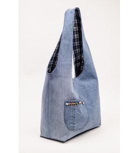 Omuz Çantası Denim Kumaş Astarlı Mıknatıslı 40x34 cm