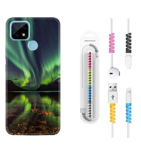 Realme C11 C21 C21Y C25Y C11 2021 Kılıf Kablo Koruma Spiral Silikon Kuzey Işıkları 1327