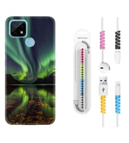 Realme C11 C21 C21Y C25Y C11 2021 Kılıf Kablo Koruma Spiral Silikon Kuzey Işıkları 1327