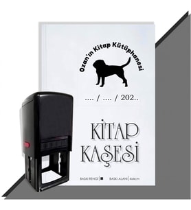 Kişiye Özel Köpek Silüet 15 Tarihli Otomatik Kitap Kaşesi (Siyah)