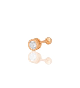 Gümüş rose zirkon tek taş 5 mm Tragus helix Piercing küpe SGTL12420ROSE