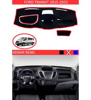 Ford Transit 2015-2022 Için Uygun Torpido Koruma Halısı Siyah Kenar Renk Kırmızı