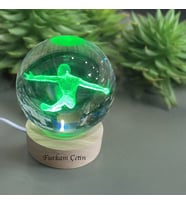 Kişiye Özel Işıklı Ahşap Spider Man Cam Küre 8cm*6cm
