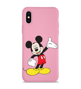 Apple iPhone X Uyumlu Lansman Kılıf Mickey Mouse Tasarımlı Altı Kapalı İçi Kadife Kaplı  Kapak (Şeffaf)