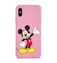 Apple iPhone X Uyumlu Lansman Kılıf Mickey Mouse Tasarımlı Altı Kapalı İçi Kadife Kaplı  Kapak (Şeffaf)