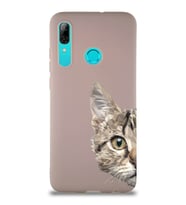 Huawei P Smart 2019 Soft Premier Kapak Catface Tasarımlı Silikon Kılıf - Pudra (Şeffaf)