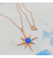 Gümüş Kutup Yıldızı Zirkon Taşlı Kolye 925 Ayar (Karışık)
