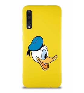Samsung Galaxy A30S Soft Premier Kapak Donald Duck-F Tasarımlı Silikon Kılıf - Sarı (Şeffaf)