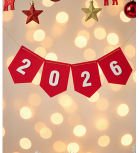 Yılbaşı Flama Dekoratif Banner Keçe 2026 Yeni Yıl Duvar Süsü
