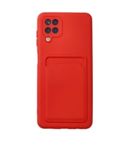 Mey İthalat® Samsung Galaxy A12 Kılıf Kelvin Kartvizitli Silikon - Kırmızı