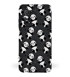 Xiaomi Mi 10T Uyumlu Lansman Kılıf Panda Tasarımlı İçi Kadife Kapak-Siyah (Şeffaf)