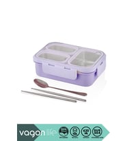 Bento 620ml Tek Katlı 3 Bölmeli Çelik Sefer Tası Yemek Kutusu