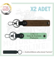 Motosiklet Severlere, İsim Plaka ve A Rh + Kan Grubu Yazılı, Motorcu x2 Anahtarlık, Kahve-Yeşil-Laci (Çok Renkli)