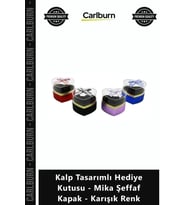 Özel Üretim Lüks Kurdeleli Romantik Kalp Tasarımlı Hediye Kutusu Mika Şeffaf Kapak Karışık Renk