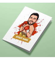 Kişiye Özel Boksör Erkek Karikatürlü Tebrik Kartı