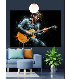 Gitar Çalan Müzisyen  Dekoratif Kanvas - Mdf Ahşap Tablo