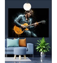 Gitar Çalan Müzisyen  Dekoratif Kanvas - Mdf Ahşap Tablo