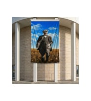 Atatürk Başak Tarlasında Yürürken Portre Poster Bayrak Premium Raşel Kumaş ATA60 2x3m