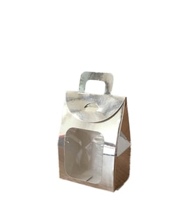 Kına Ve Çerez Çantası Pencereli Karton 7.5X11X4 (20 Adet)  Gümüş