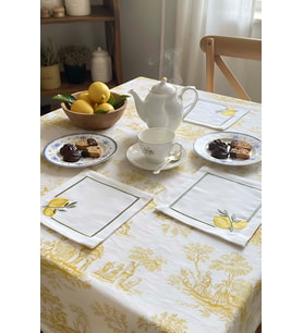 Limon Nakışlı 4'lü Sunumluk Peçete, Kokteyl Peçetesi, Kahve Yanı Sunumluk, Bardak Altlığı