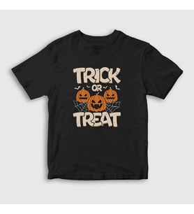 Presmono Unisex Çocuk Siyah Trick Or Treat V2 Halloween Cadılar Bayramı T-Shirt 501032tt